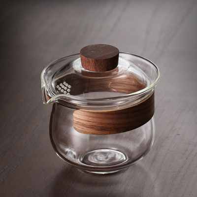 玻璃盖碗不烫手单个绿茶泡茶杯功夫茶泡茶碗防烫手抓茶壶日式茶具