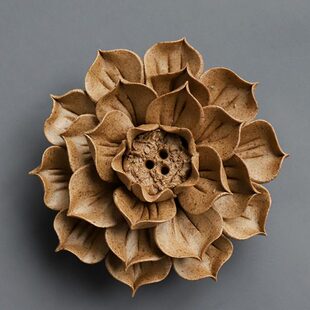 创意手工香插陶瓷香薰炉倒流香炉家用莲花香座粗陶泥捏制线香炉