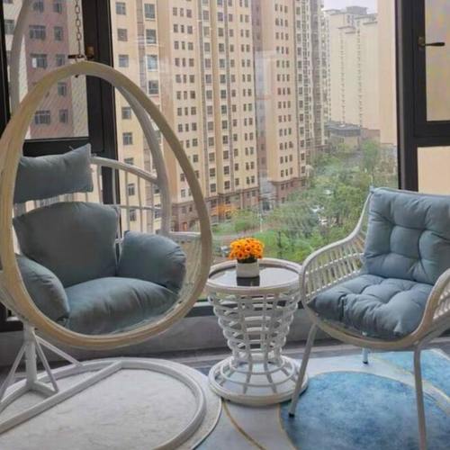 吊篮阳台摇篮椅家用仿藤桌椅子组合吊床懒人秋千室内单双吊椅摇椅