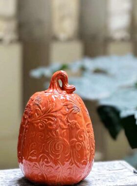 外贸原单 美式乡村风格复古做旧陶瓷南瓜摆件 装饰家居装饰摆件
