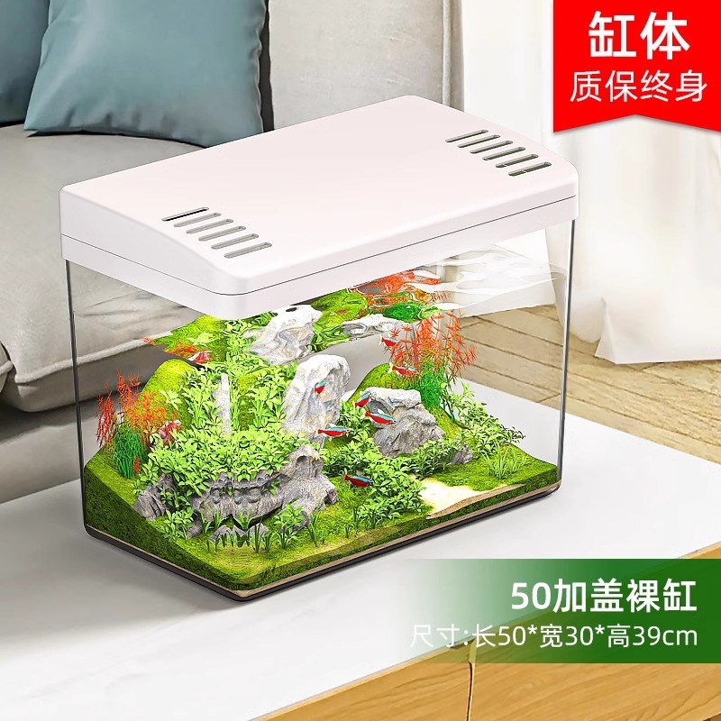 鱼缸新款家用客厅小型乌龟饲养y缸过滤器净水循环三合一生态造景