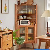 实木角柜家用客厅转角柜卧室墙角三角形柜子创意餐厅简约玻璃酒柜