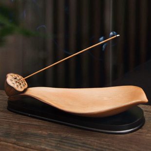 弘毅斋莲花香插檀香陶瓷家用室内客厅摆件线香座田园茶道熏香薰炉