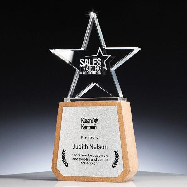 水晶五角星奖杯定制定做创意木头高档奖牌免费刻字协会公司颁奖品,家居饰品,装饰摆件,淘宝优惠券,粉丝福利购,淘宝优惠卷