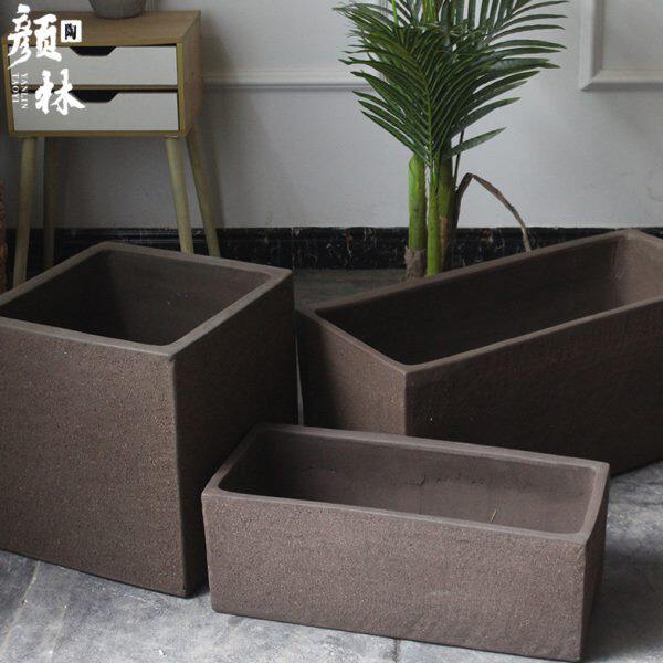 方形花盆墙角花箱正方形粗陶长款马槽花盆种菜种植箱盆阳台北欧风