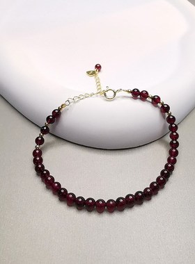 925银 石榴石手链简约小珠手链女手串手饰小众