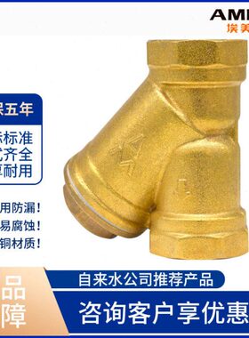 埃美柯黄铜Y型过滤器607加厚SY11-16T黄铜过滤器4分6分1寸DN15 20