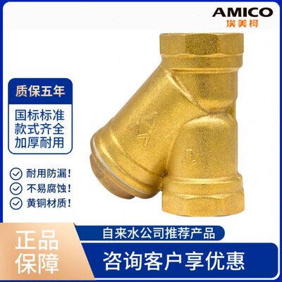 埃美柯黄铜Y型过滤器607加厚SY11-16T黄铜过滤器4分6分1寸DN15 20