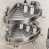 卫生间吸盘置物架浴室三角架子免打孔厕所洗漱台转角墙上壁挂收纳