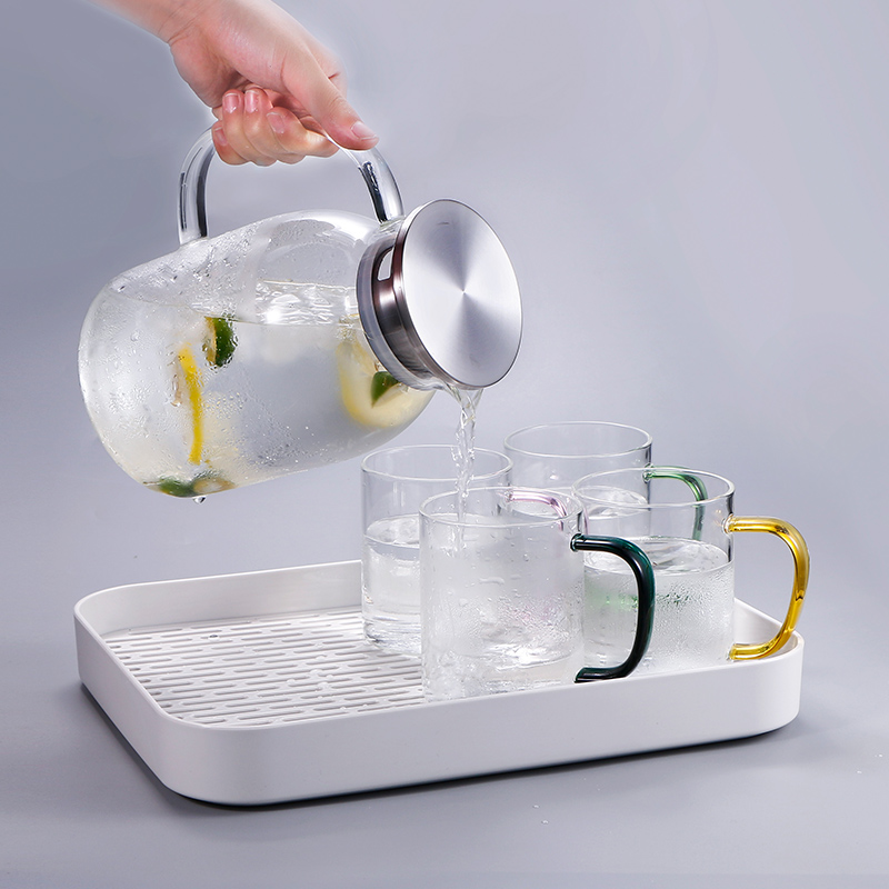 富光玻璃杯家用水杯茶杯待客耐热耐高温带把喝水杯子套装家用客厅