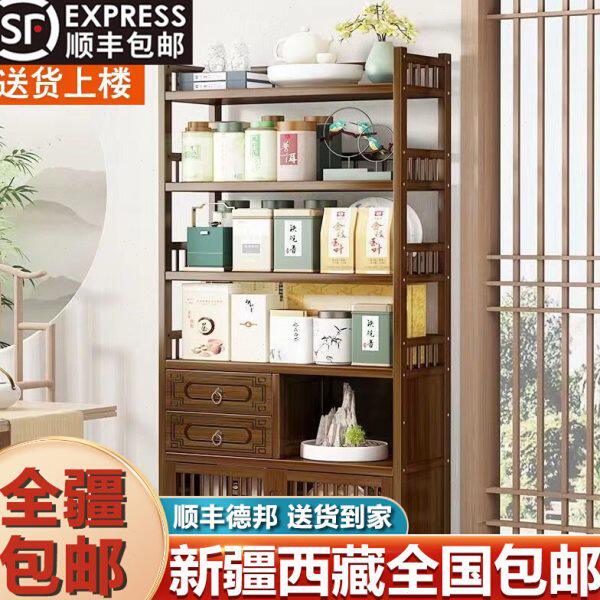 新疆包邮茶水柜小茶柜茶台茶桌边柜中式博古架实木简易办公室茶叶