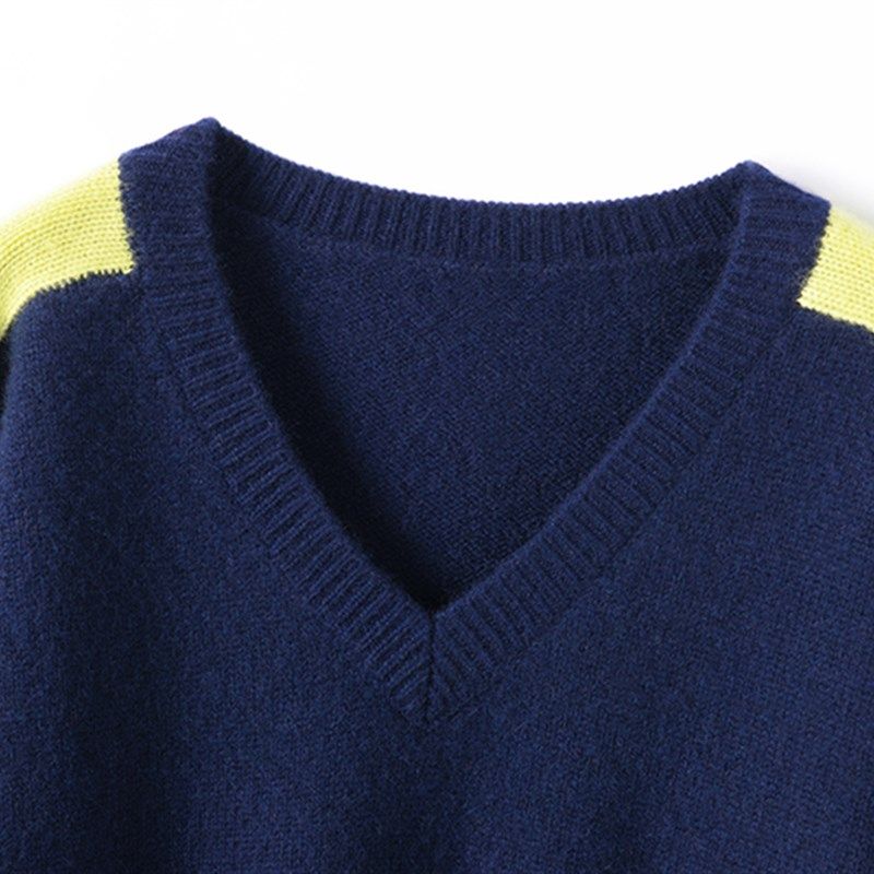 强烈推荐!上身爆美!加厚羊绒衫女v领套头纯羊绒毛衣女宽松慵懒