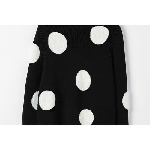 自带时尚风范~2024新款COS风设计感波点针织圆领套头羊绒打底衫