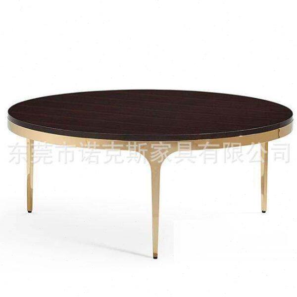 欧式不锈钢圆茶几 后现代玻璃茶桌 客厅样板房沙发边几 餐台定制