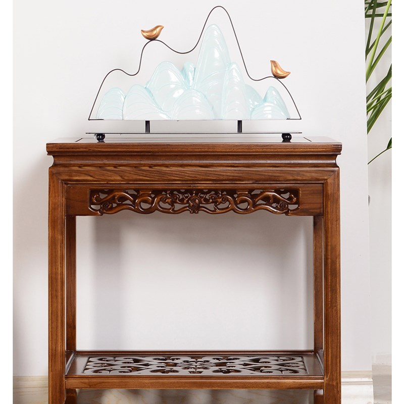 木质长方形中式边几角几边桌沙发边柜实木小O茶几简约榆木桌鱼缸