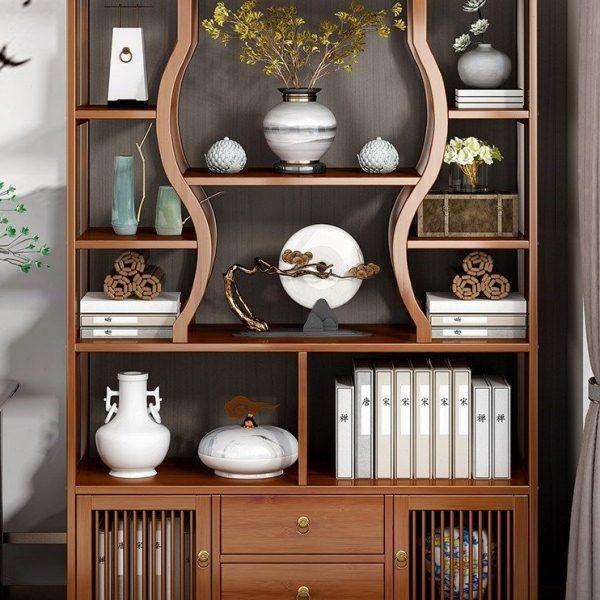 博古架实木中式茶柜茶架子置物架茶叶架展示柜隔断紫砂壶摆放架40