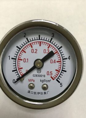 压力表 5kgf/cm2 0.5mpa 直径40mm 轴向 螺纹ZG1/8 Y-40Z 电镀壳