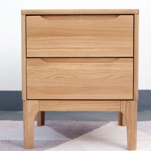 北欧半岛床头柜简约现代双抽收纳柜时尚卧室家具床边柜实木床头柜