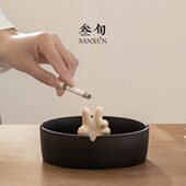 叁旬创意陶瓷烟灰缸简约大号客厅家用潮流摆件办公室高级感烟灰缸