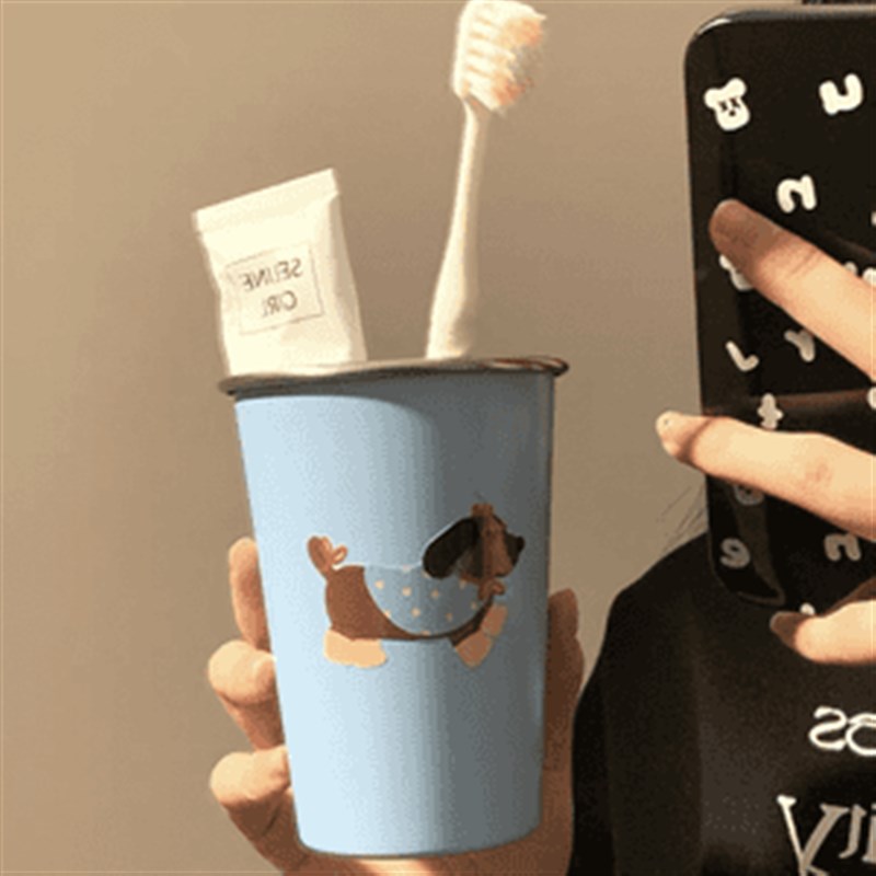 【下单立减50】可爱腊肠狗漱口杯家用牙刷M杯子洗漱杯情侣学生HS