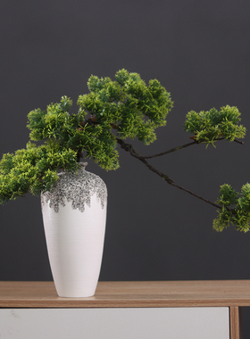 新中式创意陶瓷花瓶客厅玄关插花B博古架摆设禅意迎客松茶桌摆件