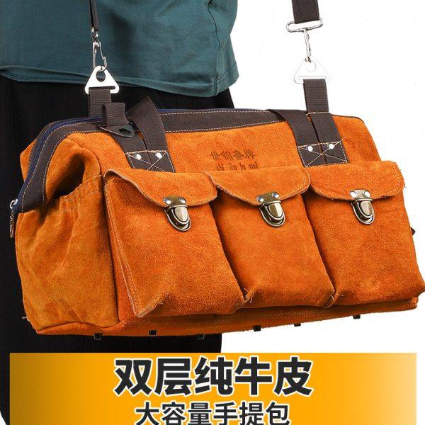 牛皮多功能手提工具包耐磨耐用电工专用加厚木工工具袋维修收纳包