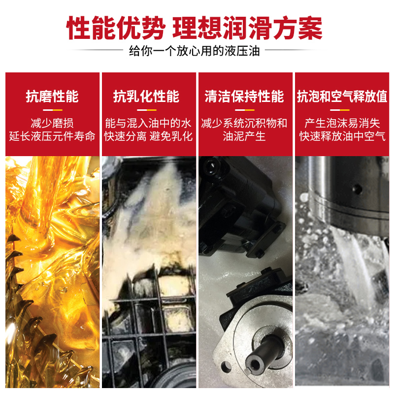 46号抗磨液压油高压32#68号18升叉车挖掘机举升机铲车用大桶200L
