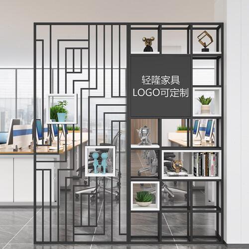 铁艺置物架餐厅咖啡厅屏风装饰架办公一体式工业风室内隔断花架