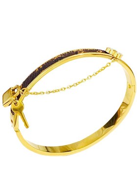 欧美风钛钢四叶花链条手镯皮质小锁头钥匙流苏手环义乌厂家直销女