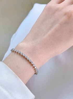 简约小清新手链高碳钻满钻手链 NIS仿真钻石3mm包镶时尚排钻链子