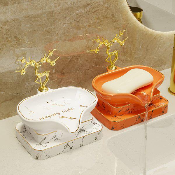 轻奢香皂盒肥皂盒沥水置物架摆件免打孔高档卫生间家用陶瓷肥皂碟
