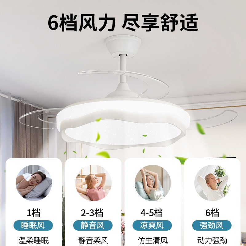 箭牌照明全光谱奶油风主卧室隐形吊扇灯现代简约护眼餐厅风扇灯具