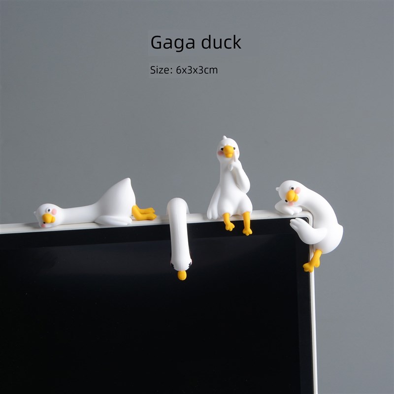 [紧张,平躺]可爱的女孩鸭子屏幕装饰装饰汽车电脑显示器挂件为妇