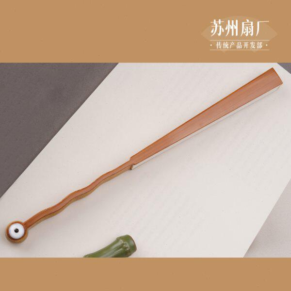 苏州扇厂苏工玉竹和尚头圆头水磨玉竹精工玉竹折扇