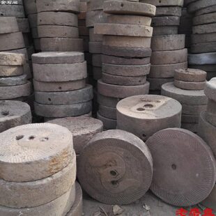 民间老旧石磨子老磨盘石碾盘铺路石踏步石圆形老石器别墅庭院装饰