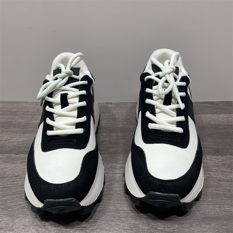 破码加工欧洲冬季风格羊毛衬里温暖真皮颜色匹配厚底运动和休闲阿