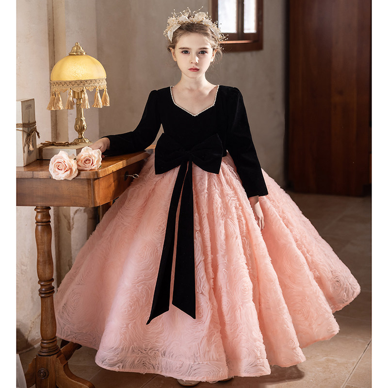 花童儿童礼服女童公主裙2025新款洋气小女孩生日主持人钢琴演出服