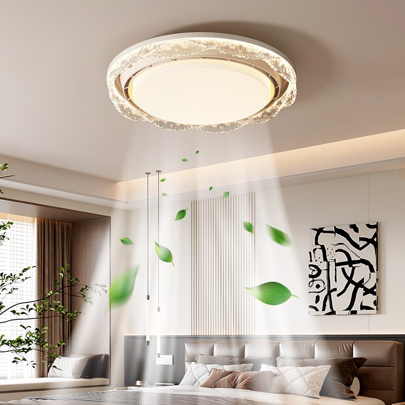 智能变频无叶风扇灯卧室2025新款法式中古主卧一体餐厅风扇吸顶灯