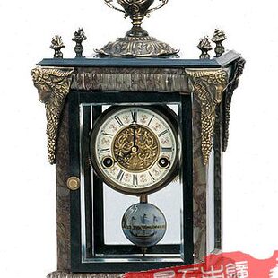 摆设饰品 仿古座钟 欧式 机械座钟 工艺纯铜理石钟475mm 软装