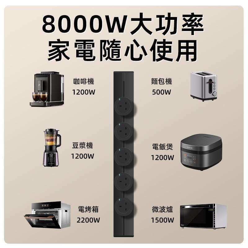 可移动电制轨道插座二代明装铝合金电力导轨餐边柜厨房带线接线板