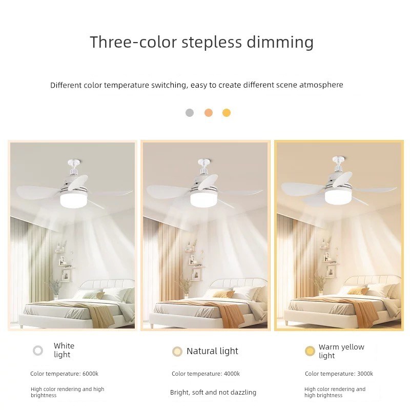 E27螺旋五叶风扇吊灯餐厅叶片去除超级风无声节能风扇灯Led风扇灯