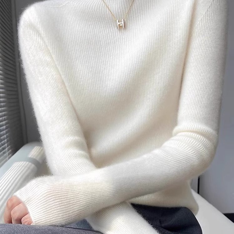 半高领羊绒衫女100纯羊绒秋冬紧身显瘦针织衫修身内搭毛衣打底衫