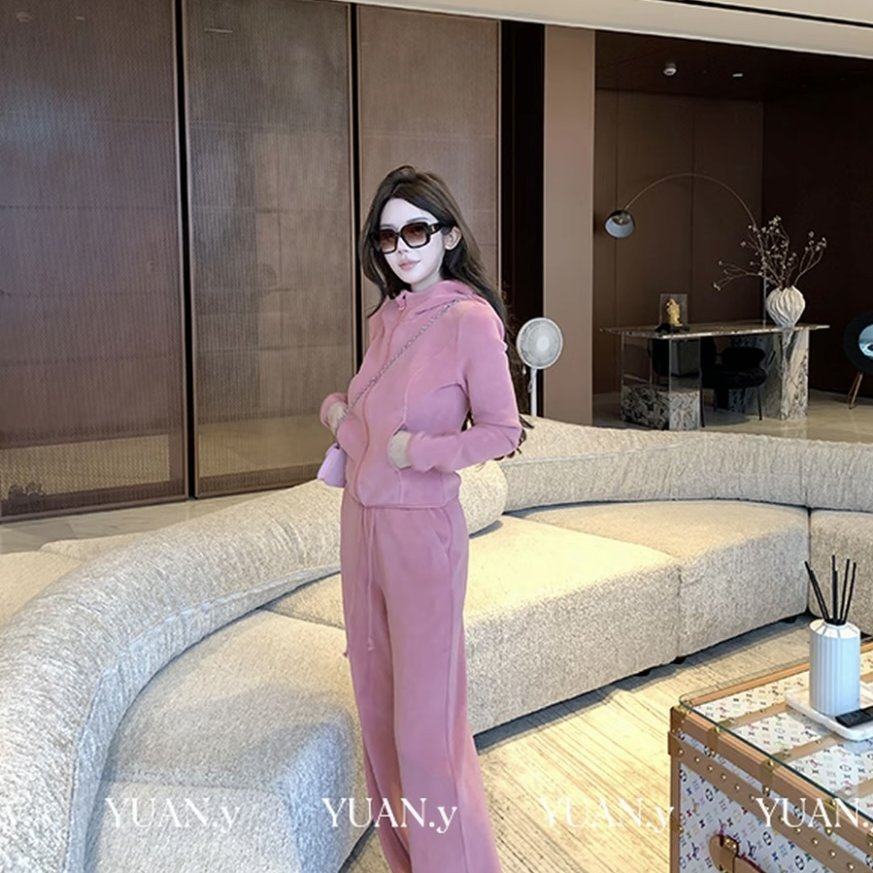 媛媛桃桃香氛休闲套装女秋冬新款开衫卫衣阔腿裤两件套