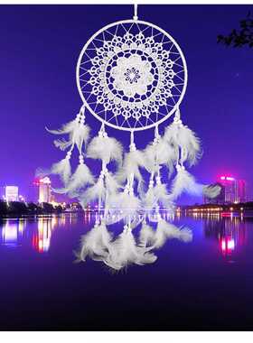 MS6003 新款白色羽毛捕梦网 家居羽毛工艺品挂饰 车载羽毛挂件