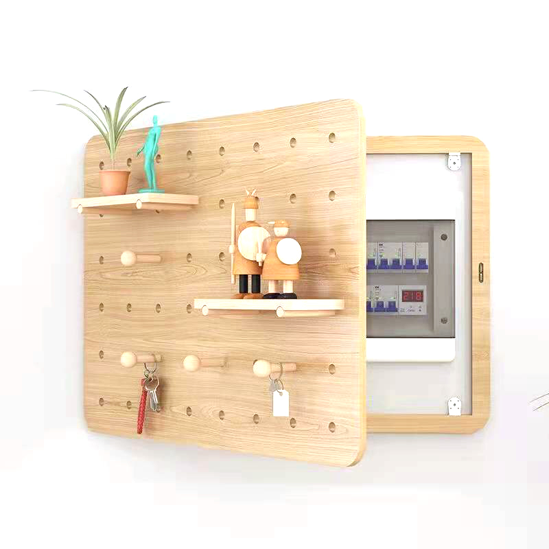 总闸盒日式遮挡原木风电箱洞洞板电表箱装饰画变电箱带挂钩配电箱