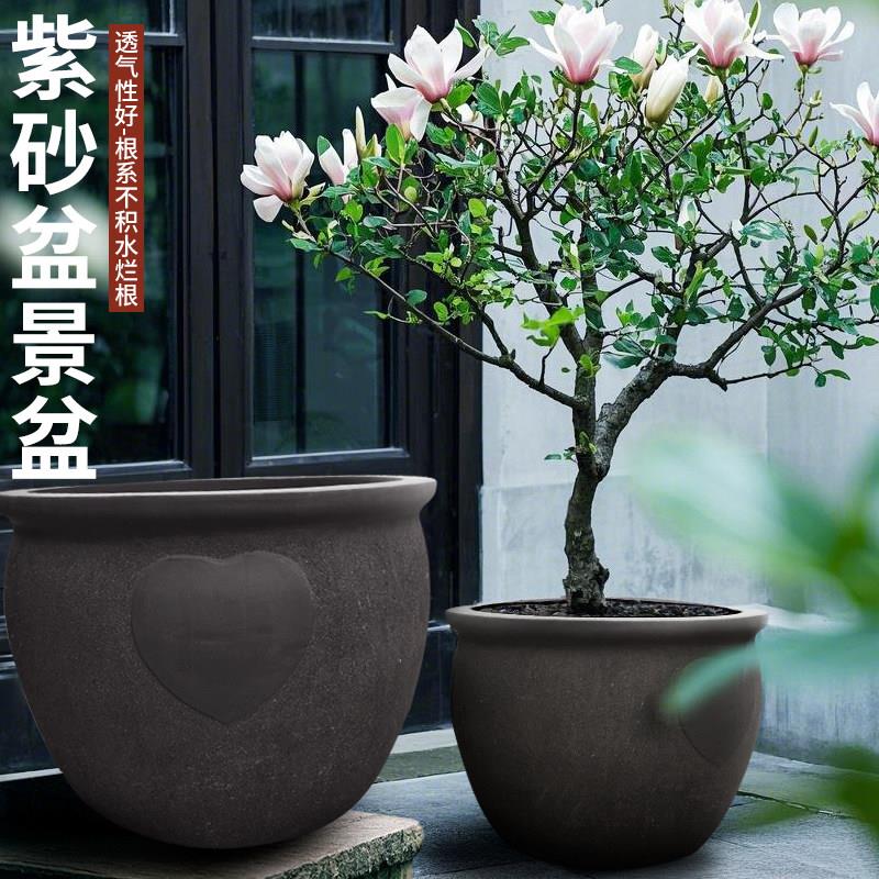 特大号紫砂盆玉兰花三角梅陶罐陶瓷庭院花园创意古法养养荷花鱼缸