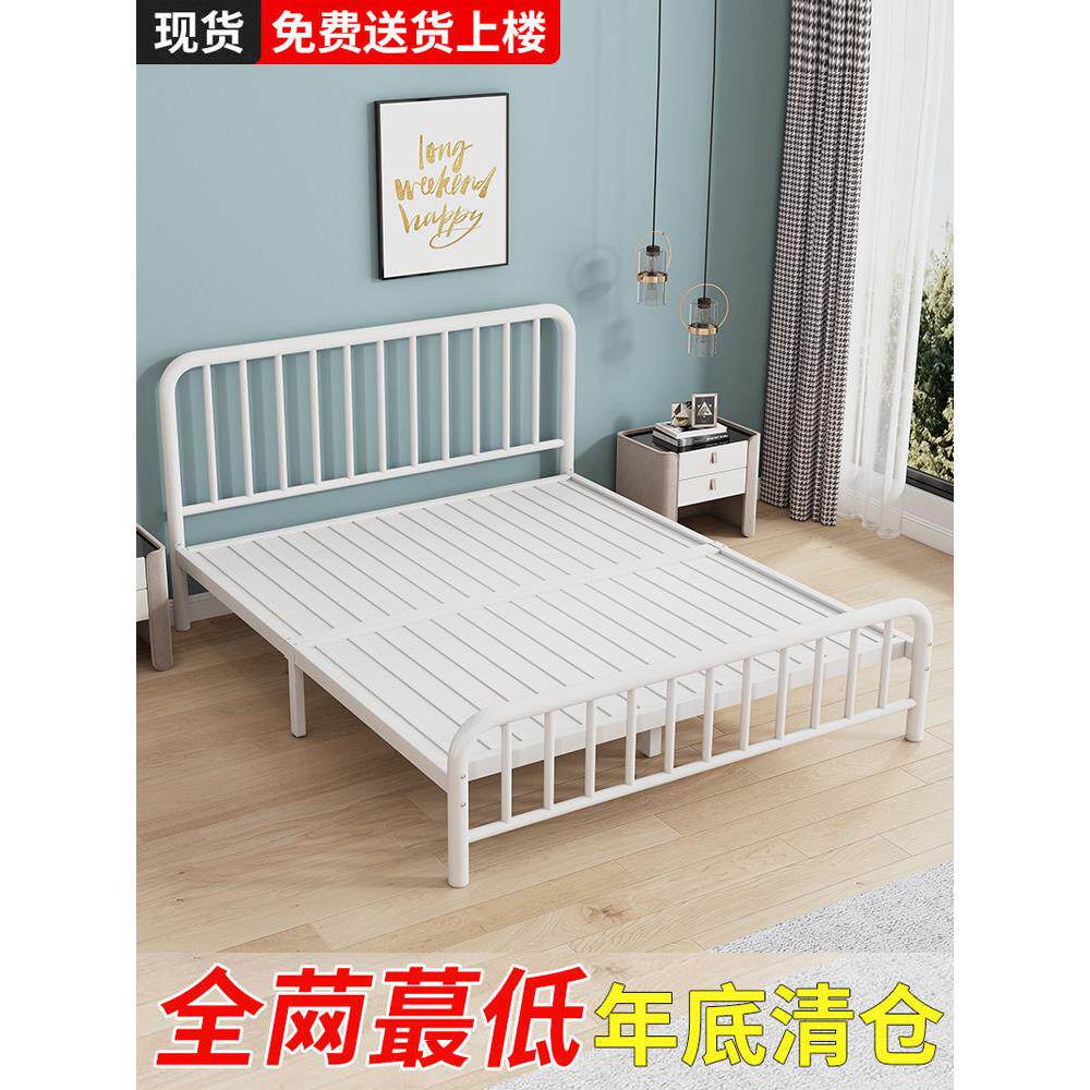 欧式铁床加厚双人家庭简单现代单人出租房1.5米铁架儿童床