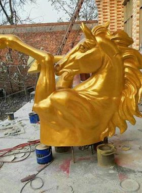 半身玻璃钢穿墙马雕塑动物模型户外公园酒店艺术装饰摆件雕塑