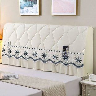 新款加厚床头套床头罩绒布1米8全包床头靠2米木质软包床头防尘罩