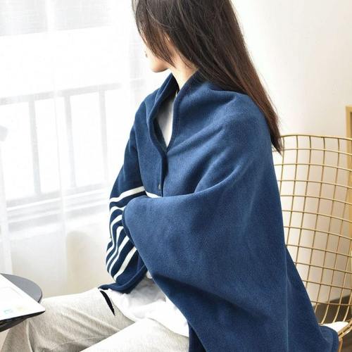 冬季男女带扣披肩抗寒盖毯学生午睡保暖办公室中老年加厚绒盖膝毯